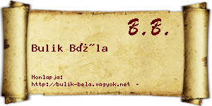 Bulik Béla névjegykártya
